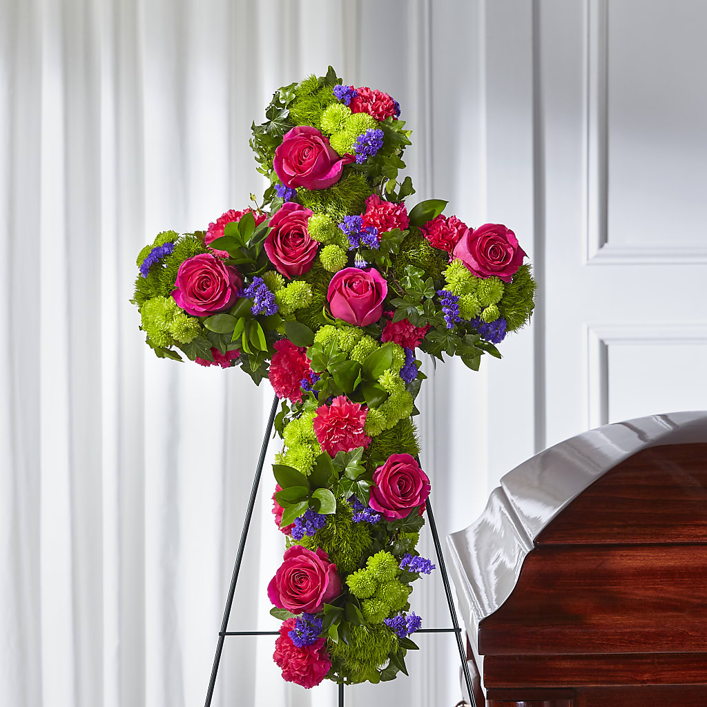 Tribute Rose Floral Cross – RANCHVIEW FLORAL & INTERIORS, Overland Park KS