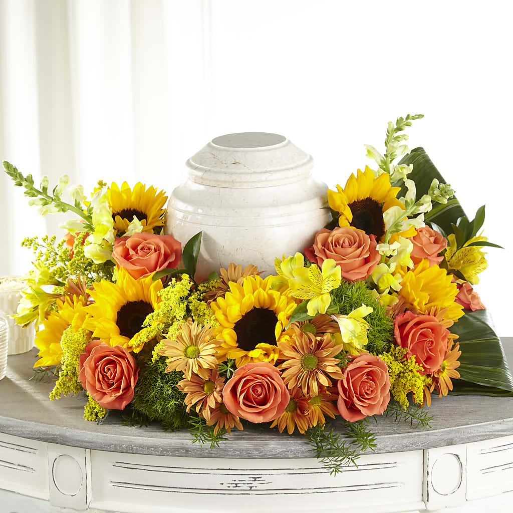 Faithful Sunflower Cremation Adornment – RANCHVIEW FLORAL & INTERIORS, Overland Park KS