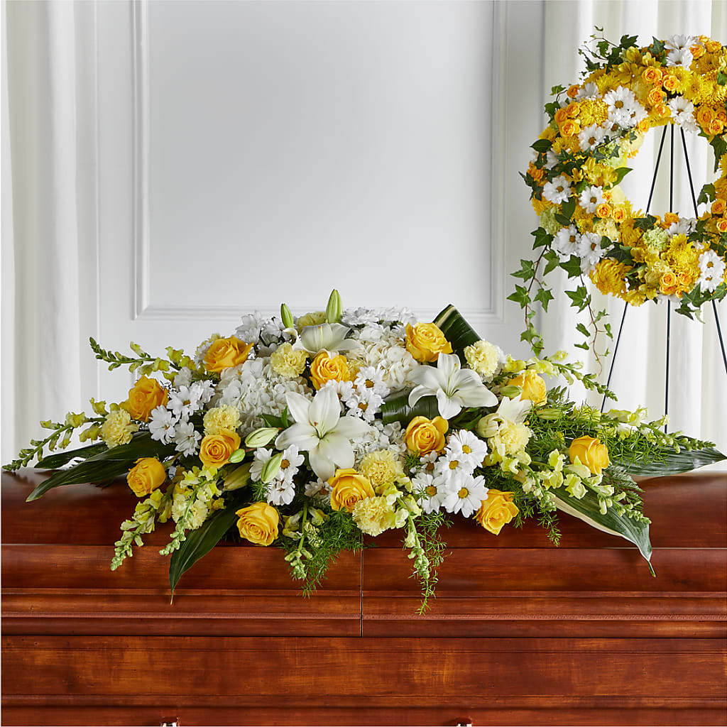 Golden Harmony Casket Spray – RANCHVIEW FLORAL & INTERIORS, Overland Park KS