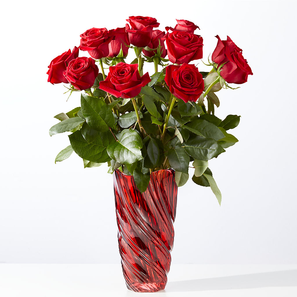 Classic Love Red Rose Bouquet with Luxe Swirl Vase – RANCHVIEW FLORAL & INTERIORS, Overland Park KS