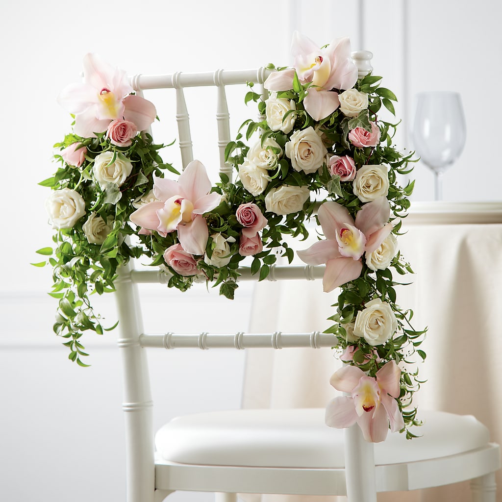 Orchid Rose Chair Décor – RANCHVIEW FLORAL & INTERIORS, Overland Park KS