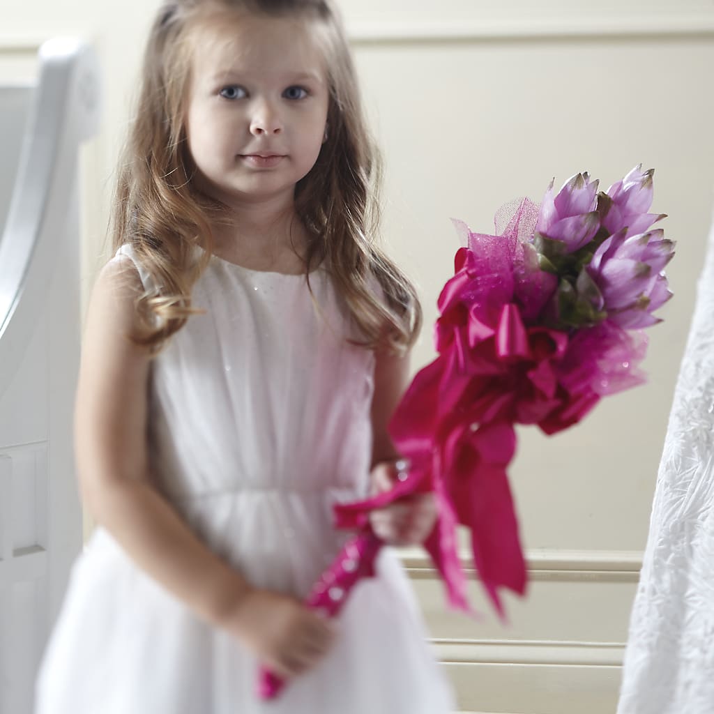 Sparkle Pink Flower Girl Bouquet – RANCHVIEW FLORAL & INTERIORS, Overland Park KS