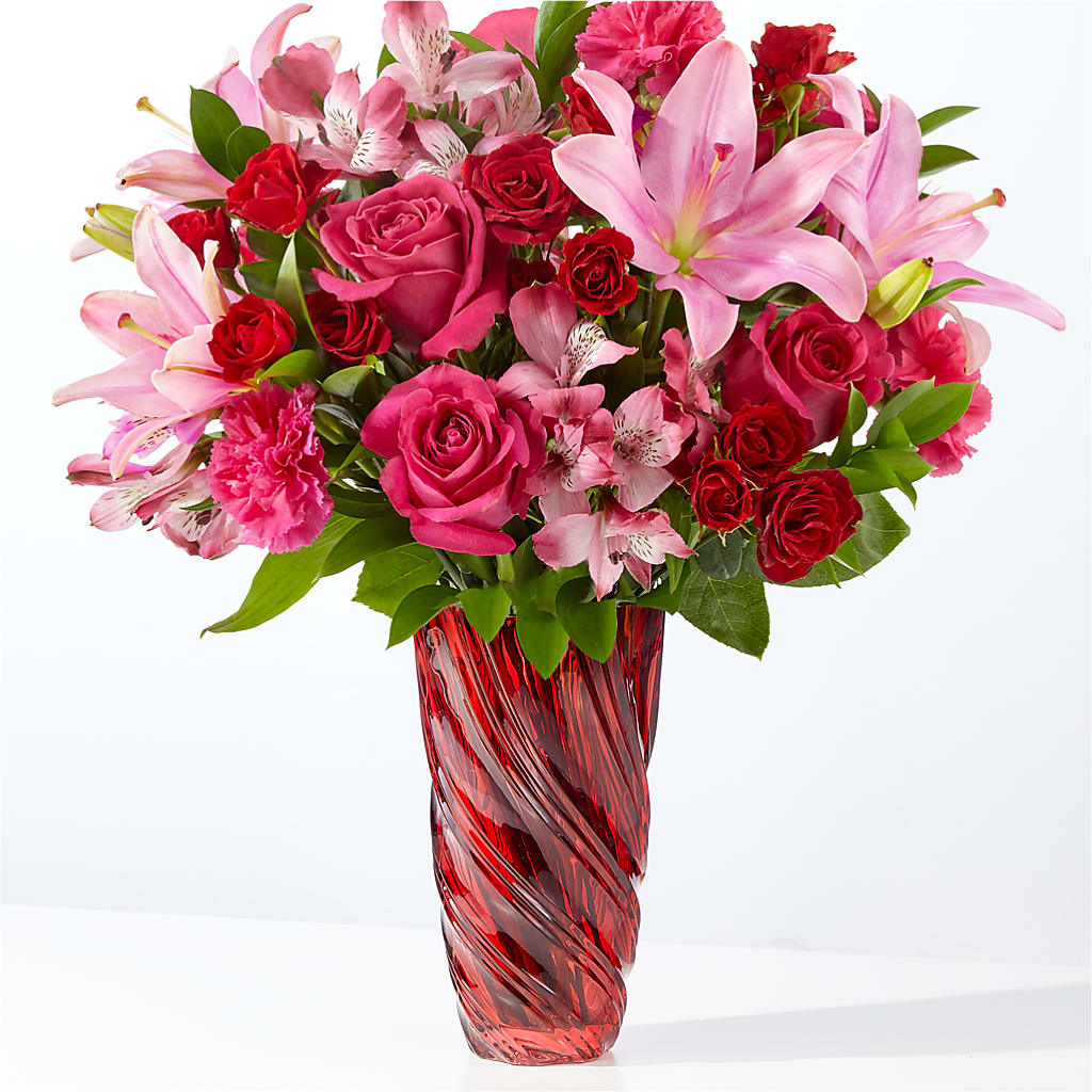 Berry in Love Bouquet with Red Vase