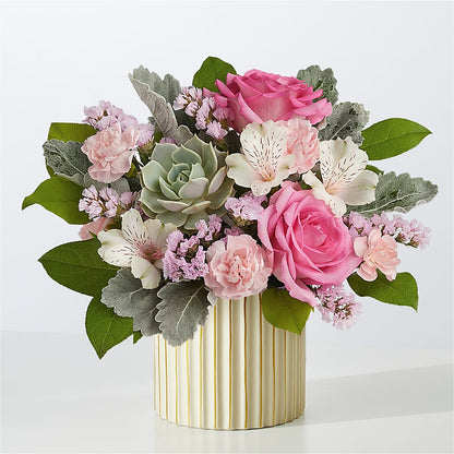 Dusty Rose Bouquet with Ivory Vase – RANCHVIEW FLORAL & INTERIORS, Overland Park KS