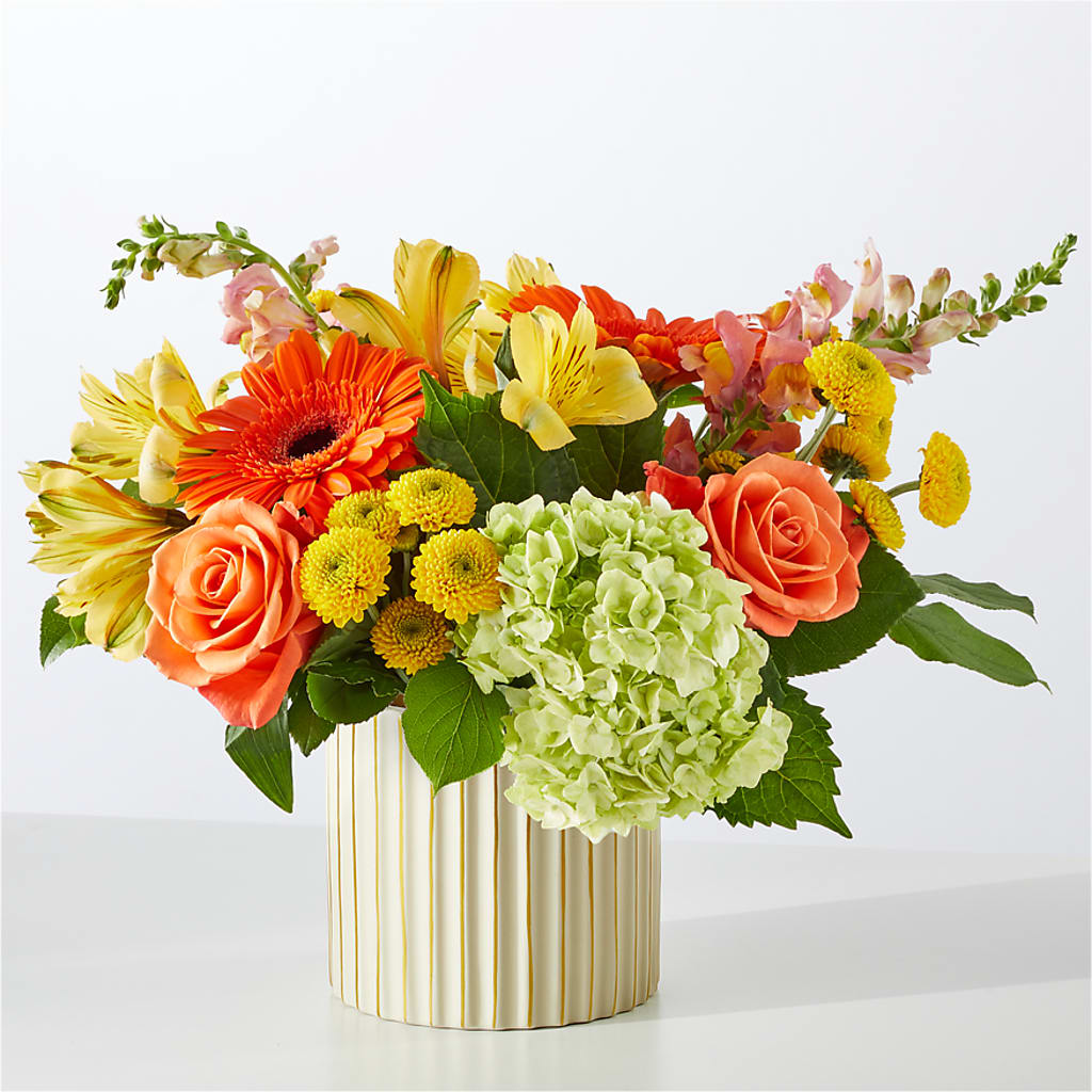 Autumn Sunshine Bouquet with Ivory Vase – RANCHVIEW FLORAL & INTERIORS, Overland Park KS