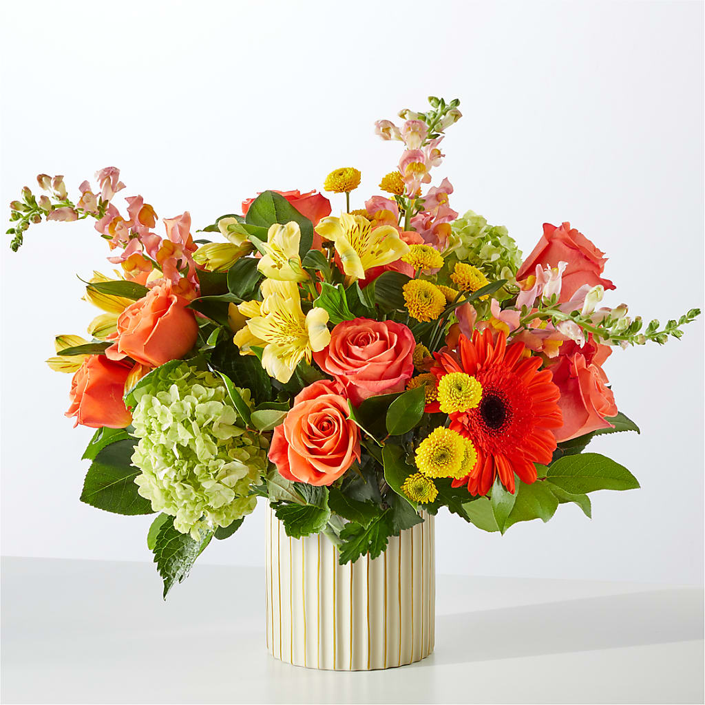 Autumn Sunshine Bouquet with Ivory Vase – RANCHVIEW FLORAL & INTERIORS, Overland Park KS