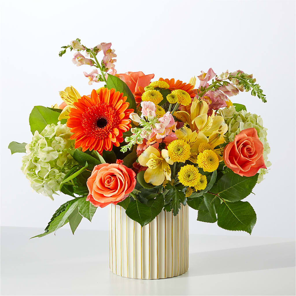 Autumn Sunshine Bouquet with Ivory Vase – RANCHVIEW FLORAL & INTERIORS, Overland Park KS