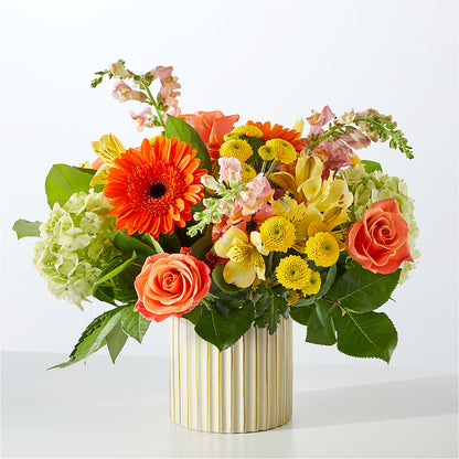 Autumn Sunshine Bouquet with Ivory Vase – RANCHVIEW FLORAL & INTERIORS, Overland Park KS